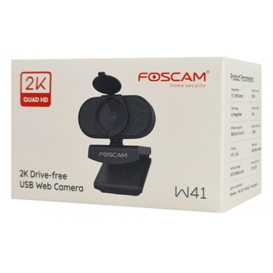 FOSCAM web κάμερα W41, USB, 4MP, 2K, μικρόφωνο, 84° γωνία θέασης, μαύρη
