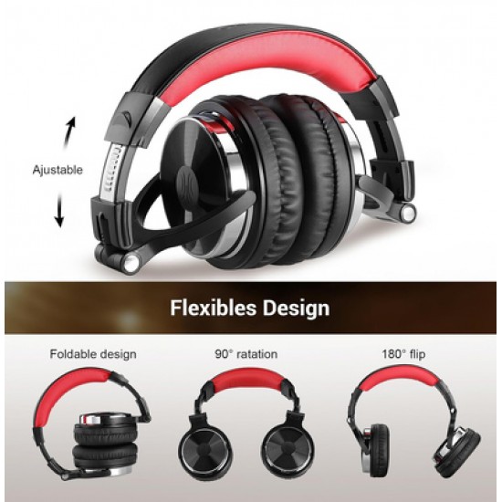 ONEODIO headset Studio Pro 10, 6.35mm & 3.5mm σύνδεση, Hi-Res, 50mm, μαύρο/κόκκινο