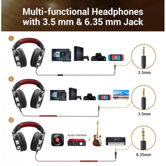 ONEODIO headset Studio Pro 10, 6.35mm & 3.5mm σύνδεση, Hi-Res, 50mm, μαύρο/κόκκινο
