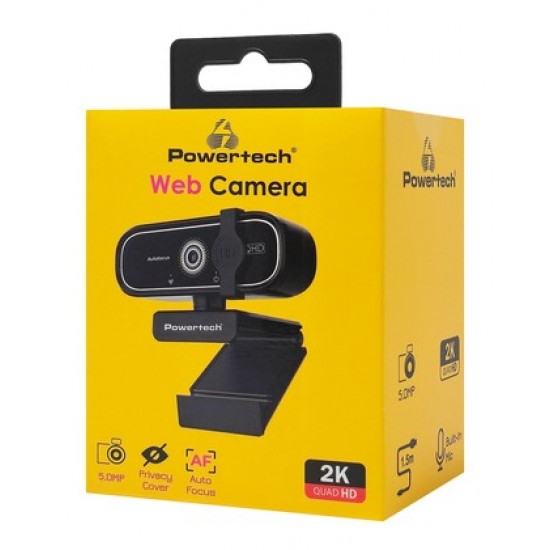 POWERTECH web camera PT-1427, 5MP, 2K QHD, αυτόματη εστίαση, 1.5m, μαύρη POWERTECH web camera PT-1427, 5MP, 2K QHD, αυτόματη εστίαση, 1.5m, μαύρη