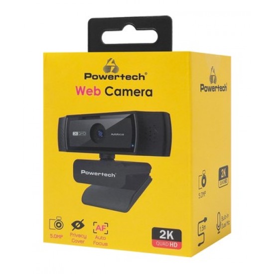 POWERTECH web camera PT-1428, 5MP, 2K QHD, αυτόματη εστίαση, 1.5m, μαύρη POWERTECH web camera PT-1428, 5MP, 2K QHD, αυτόματη εστίαση, 1.5m, μαύρη