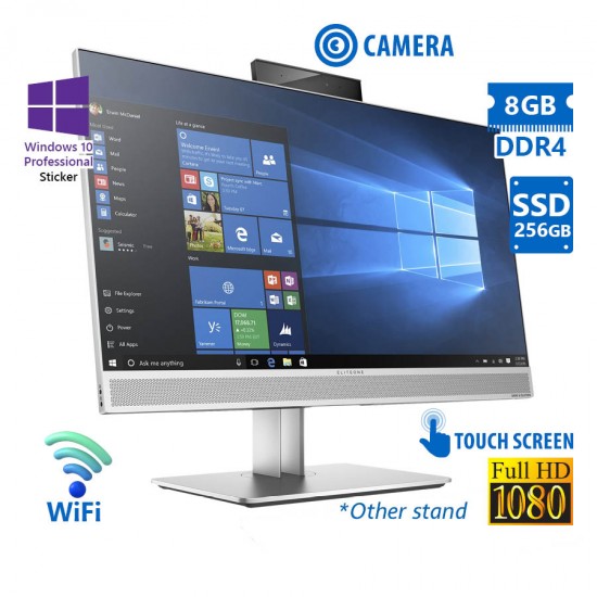 HP EliteOne 800G3 AIO WiFi w/23.8”FHD Touchscreen/i5-7500/8GB DDR4/256GB SSD/Other Stand/No ODD/Webc