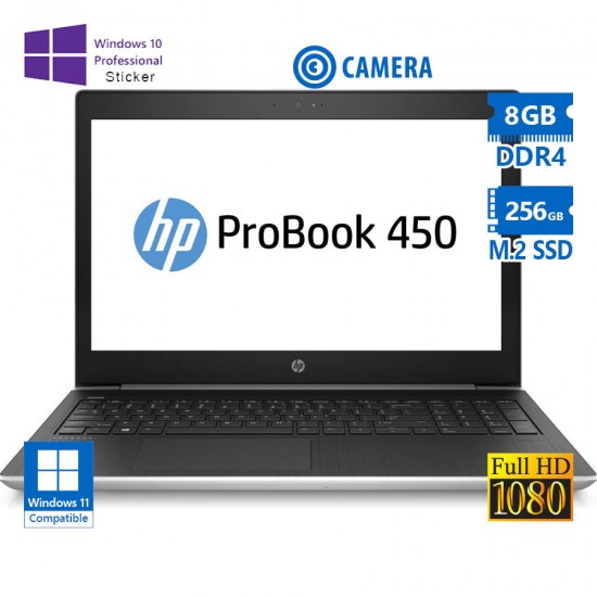 HP ProBook 450 G5 i5-8250U/15.6”FHD/8GB DDR4/256GB M.2 SSD/No ODD/Camera/10P Grade A Refurbished Lap HP ProBook 450 G5 i5-8250U/15.6”FHD/8GB DDR4/256GB M.2 SSD/No ODD/Camera/10P Grade A Refurbished Lap