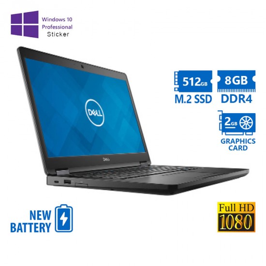 Dell (A-) Latitude 5480 i7-6600U/14\\&quot;FHD/8GB DDR4/512GB M.2 SSD/No ODD/GeForce 930MX (2GB)/New Batter