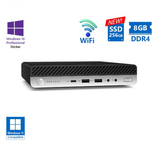 HP ProDesk 600G4 DM WiFi i5-8500T/8GB DDR4/256GB SSD New/No ODD/10P Grade A Refurbished PC