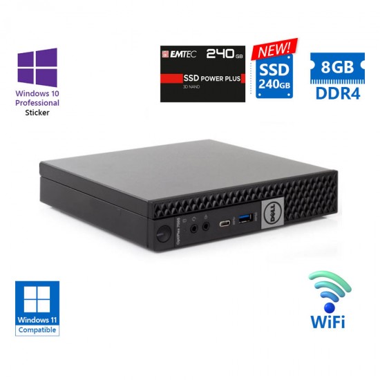 Dell Optiplex 7060 DM WiFi i5-8500T/8GB DDR4/240GB SSD New/No ODD/10P Grade A Refurbished PC