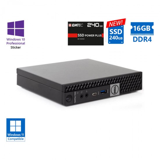 Dell Optiplex 7060 DM i5-8500T/16GB DDR4/240GB SSD New/No ODD/Grade A Refurbished PC
