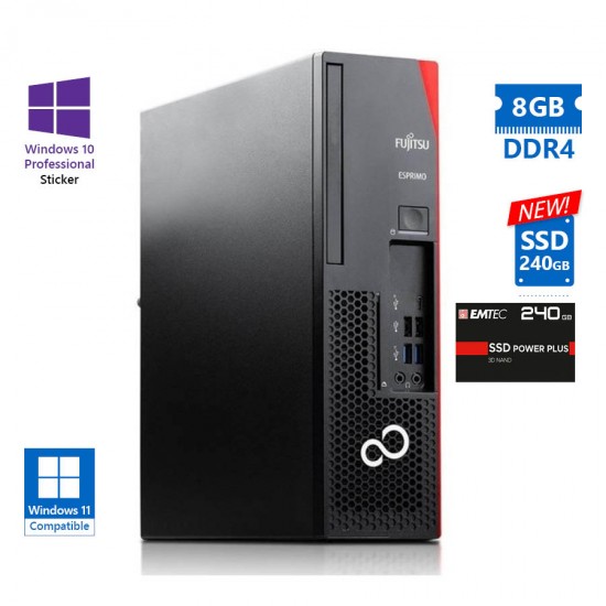 Fujitsu D738 SFF i3-9100/8GB DDR4/240GB SSD New/DVD/10P Grade A Refurbished PC Fujitsu D738 SFF i3-9100/8GB DDR4/240GB SSD New/DVD/10P Grade A Refurbished PC