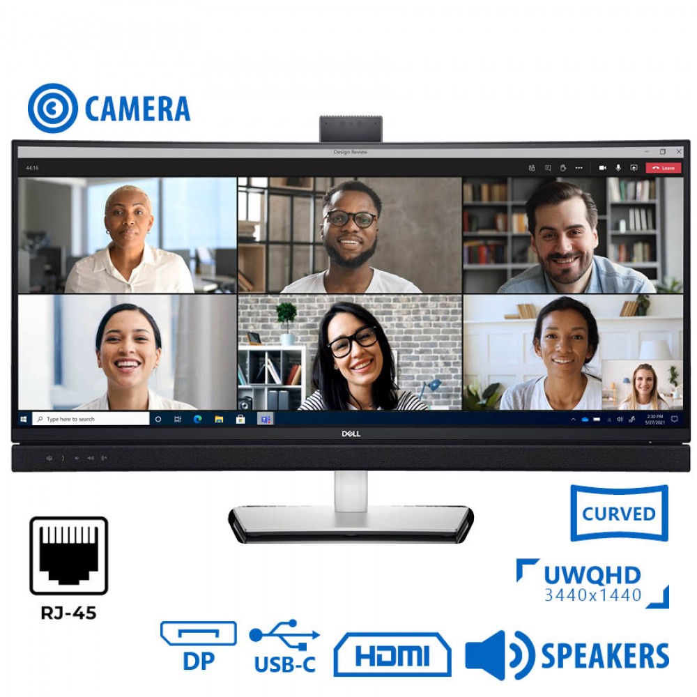 Used (A-) Monitor C3422WE Curved Video Conferencing/Dell/34``UW-QHD/w/Camera/3440x1440/Black/w/Speak