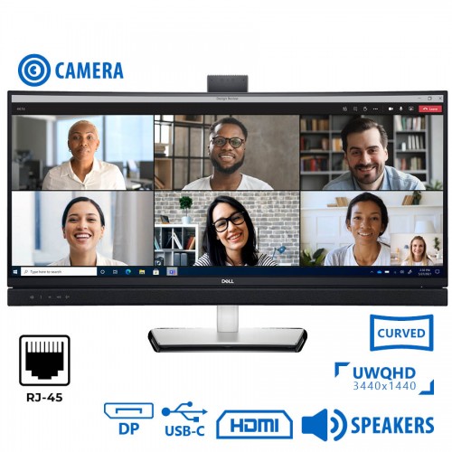 Used (A-) Monitor C3422WE Curved Video Conferencing/Dell/34``UW-QHD/w/Camera/3440x1440/Black/w/Speak