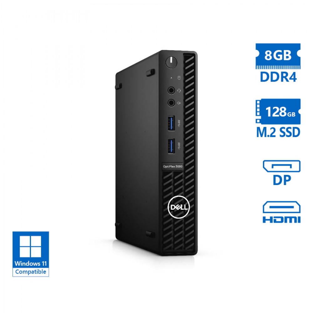 Dell Optiplex 3080 DM Pentium Gold G6400T/8GB DDR4/128GB M.2 SSD/No ODD/Grade A Refurbished PC
