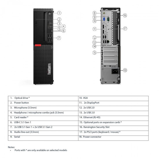 Lenovo M720s SFF i3-8100/16GB DDR4/256GB SSD/No ODD/10H Grade A+ Refurbished PC