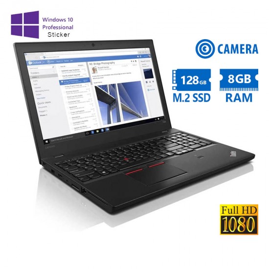 Lenovo ThinkPad T560 i5-6200U/15.6\\&quot;FHD/8GB DDR3/128GB M.2 SSD/No ODD/10P Grade A Refurbished Laptop