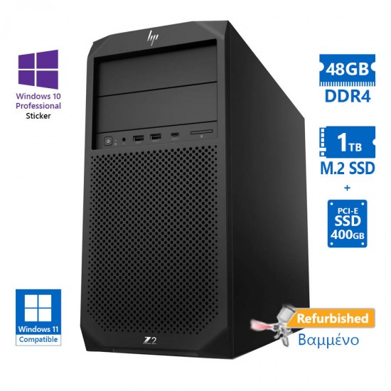 HP Z2 G4 Tower i9-9900K/48GB DDR4/1TB M.2 SSD &amp; 400GB PCI-E SSD/DVD/10P Grade A+ Workstation Refurbi