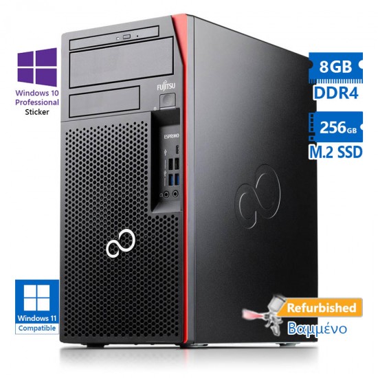 Fujitsu P758 Tower i5-8500/8GB DDR4/256GB M.2 SSD/DVD/10P Grade A+ Refurbished PC