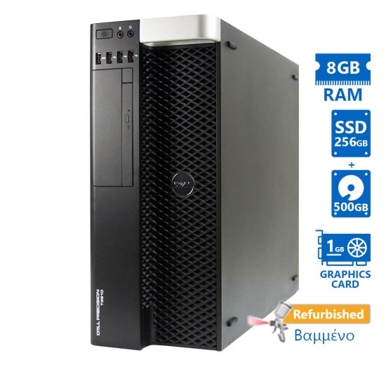 Dell Precision T3610 Tower Xeon E5-1620v2(4-Cores)/8GB DDR3/256GB SSD &amp; 2TB/Nvidia 1GB/No ODD/8P Gra