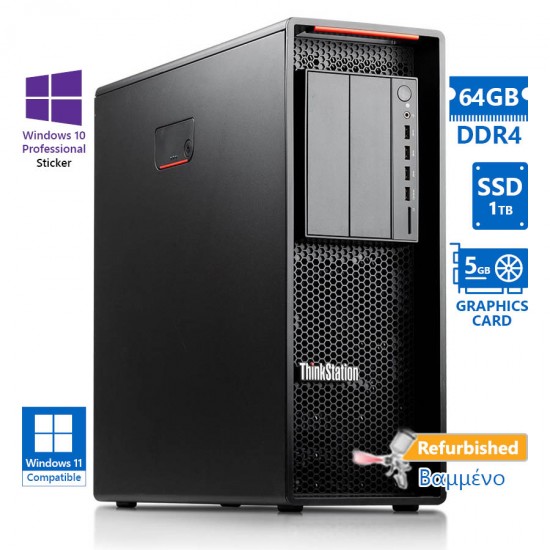 Lenovo ThinkStation P520 Tower Xeon W-2123(4-Cores)/64GB DDR4/1TB SSD/Nvidia 5GB/DVD/10P Grade A+ Wo