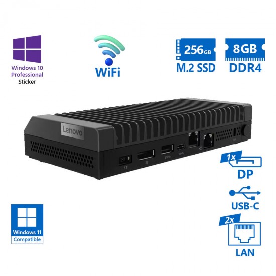 Lenovo ThinkCentre M90N-1 Nano WiFi i5-8365U/8GB DDR4/256GB M.2 SSD/No ODD/10P Grade A Refurbished P