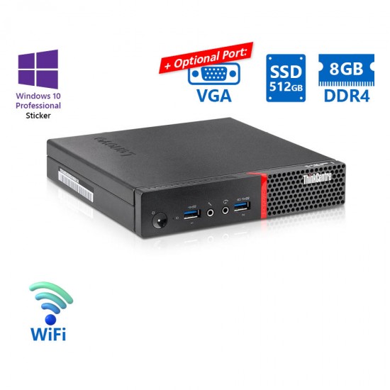 Lenovo ThinkCentre M900 Tiny WiFi i5-6500T/8GB DDR4/512GB SSD/No ODD/10P Grade A Refurbished PC