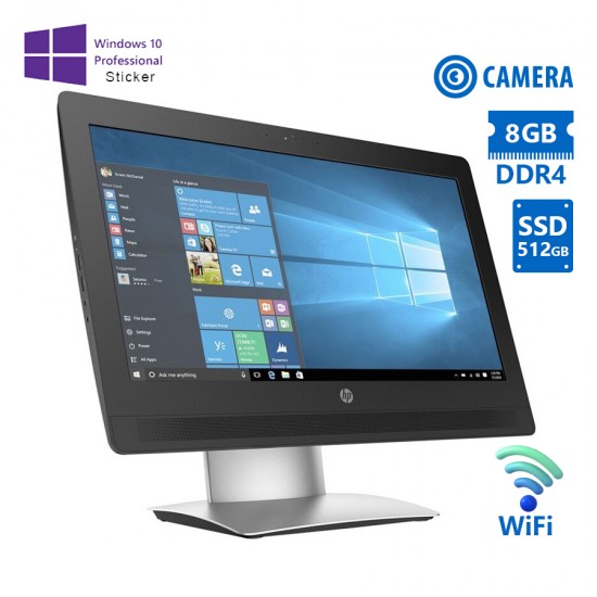 HP (A-) ProOne 400G2 AIO WiFi w/Monitor 20”i5-6500T/8GB DDR4/512GB SSD/DVD/Webcam/10P Grade A- Refur