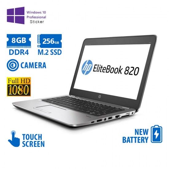 HP EliteBook 820 G3 i5-6300U/12.5\\&quot;FHD Touchscreen/8GB DDR4/256GB M.2 SSD/No ODD/Camera/New Battery/1