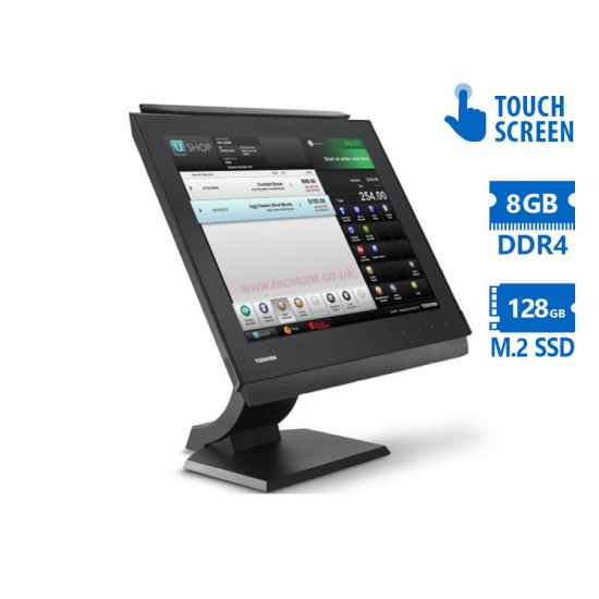 POS (A-) Toshiba 614014C AIO w/Touchscreen Monitor 15\\&quot;Celeron 3955U/8GB DDR4/128GB M.2 SSD/No ODD/Gr