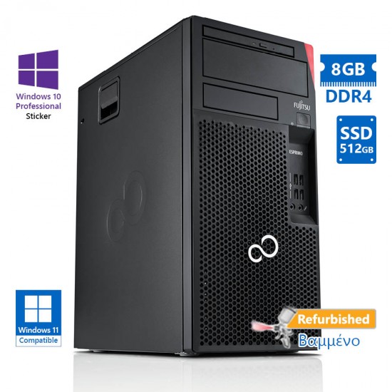 Fujitsu P558 Tower i5-8400/8GB DDR4/512GB SSD/DVD/10P Grade A+ Refurbished PC