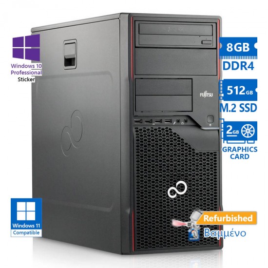 Fujitsu P958 Tower i7-8700/8GB DDR4/512GB M.2 SSD/Nvidia 2GB/DVD/10P Grade A+ Refurbished PC