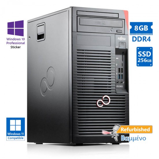 Fujitsu Celsius W850 Tower i5-8500/8GB DDR4/256GB SSD/DVD/10P Grade A+ Workstation Refurbished PC