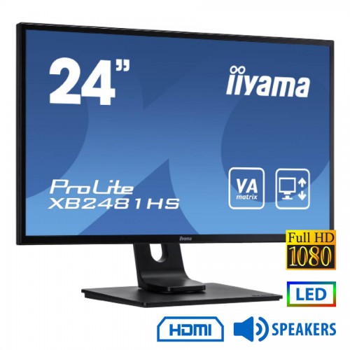 Used Monitor ProLite XB2481HS LED/Iiyama/24``FHD/1920x1080/Black/w/Speakers/D-SUB &amp; DVI-D &amp; HDMI