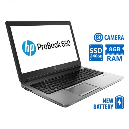 HP ProBook 650G1 i5-4200M/15.6/8GB DDR3/240GB SSD/DVD/Camera/New Battery/8P Grade A Refurbished Lap