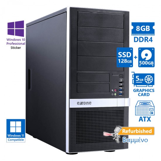 OEM Extra Tower Xeon W-2123(4-Cores)/8GB DDR4/128GB SSD & 500GB/Nvidia 5GB/DVD/10P Grade A+ Workstat