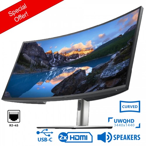 Used Monitor UltraSharp U3421WE Curved/Dell/34”UW-QHD 60Hz/3440x1440/Silver/Black/w/Speakers/DP &amp; 2x