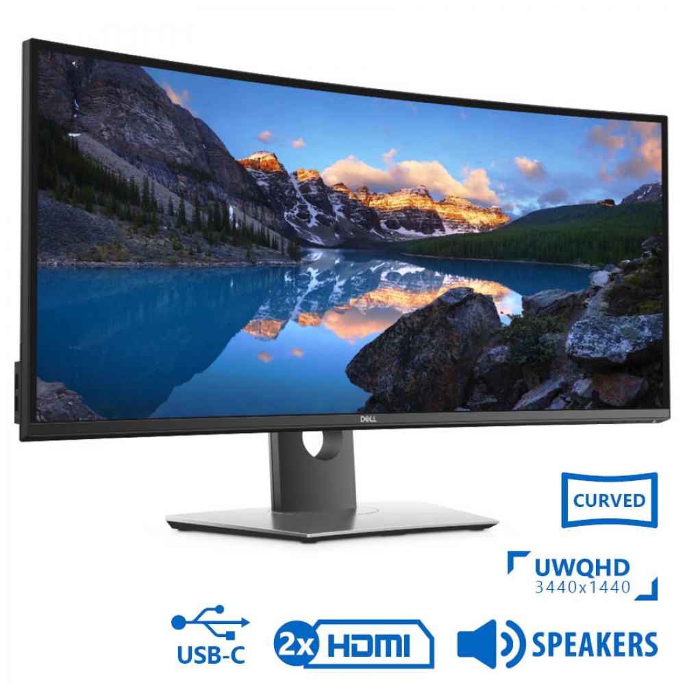 Used Monitor UltraSharp U3419W Curved/Dell/34``UW-QHD/3440x1440/Black/w/Speakers/DP &amp; 2xHDMI &amp; USB T