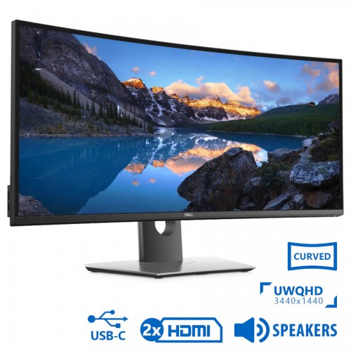 Used Monitor UltraSharp U3419W Curved/Dell/34``UW-QHD/3440x1440/Black/w/Speakers/DP &amp; 2xHDMI &amp; USB T