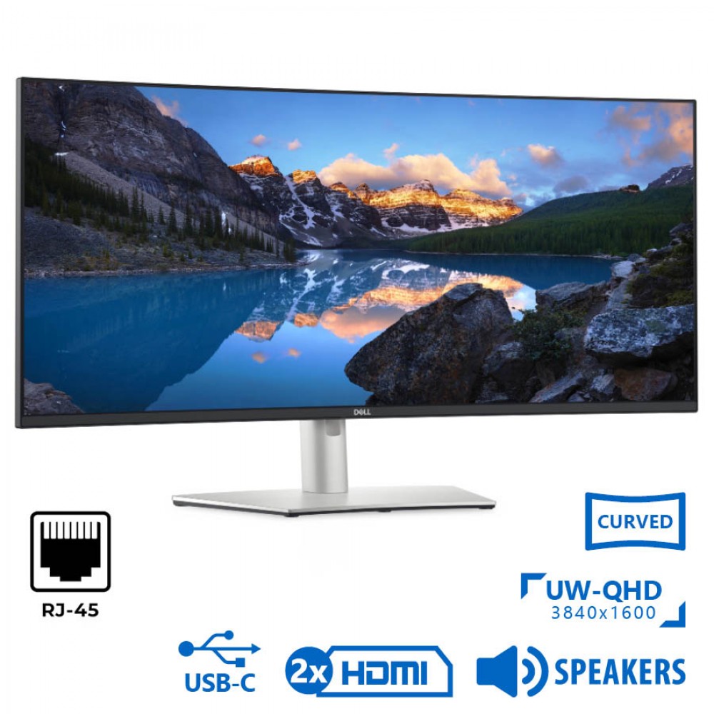 Used Monitor UltraSharp U3821DW Curved/Dell/38”UW-QHD/3840x1600/Silver/Black/w/Speakers/DP &amp; 2xHDMI