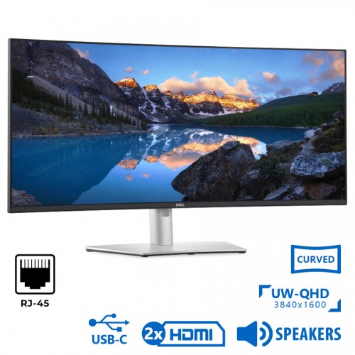 Used Monitor UltraSharp U3821DW Curved/Dell/38”UW-QHD/3840x1600/Silver/Black/w/Speakers/DP &amp; 2xHDMI