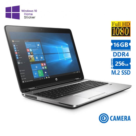 HP ProBook 650G3 i5-7200U/15.6”FHD/16GB DDR4/256GB M.2 SSD/DVD/Camera/10H Grade A Refurbished Laptop