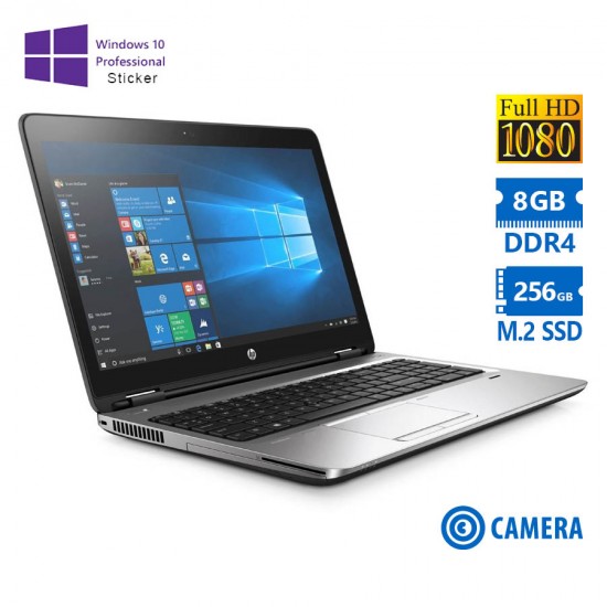 HP (A-) ProBook 650G3 i5-7300U/15.6”FHD/8GB DDR4/256GB M.2 SSD/DVD/Camera/10P Grade A- Refurbished L