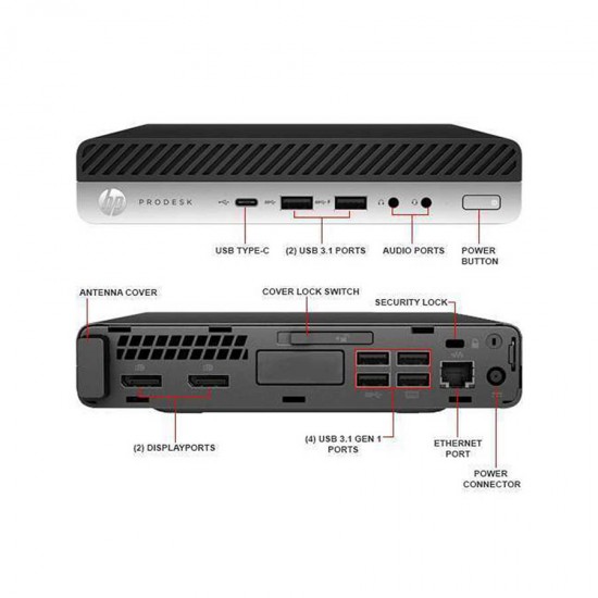 HP EliteDesk 800G3 DM WiFi i5-6500T/8GB DDR4/256GB M.2 SSD/No ODD/10P Grade A Refurbished PC