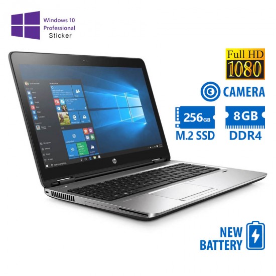 HP (A-) ProBook 650G3 i5-7300U/15.6”FHD/8GB DDR4/256GB M.2 SSD/DVD/Camera/New Battery/10P Grade A- R