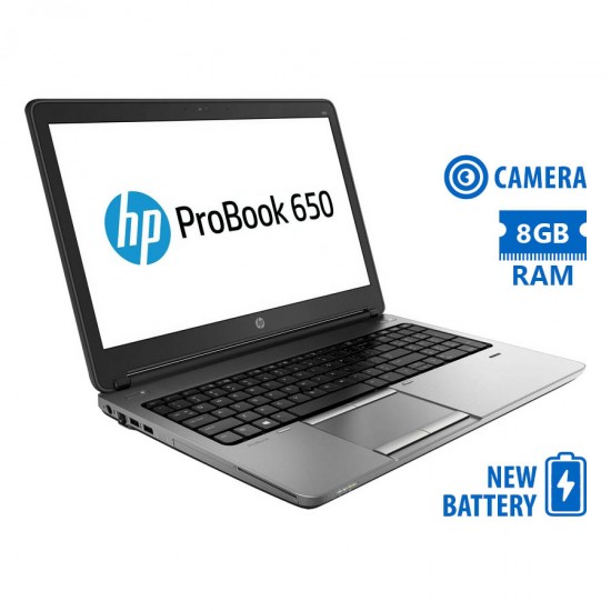 HP ProBook 650G1 i5-4200M/15.6”/8GB DDR3/500GB/DVD/Camera/New Battery/8P Grade A Refurbished Laptop