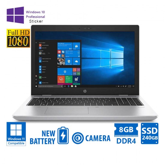 HP ProBook 650G4 i5-8350U/15.6FHD/8GB DDR4/240GB SSD/DVD/Camera/New Battery/10P Grade A Refurbished