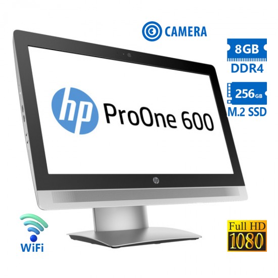 HP (A-) ProOne 600G2 AIO WiFi w/Monitor 21.5”FHD i5-6500/8GB DDR4/256GB M.2 SSD/No ODD/Webcam/Grade