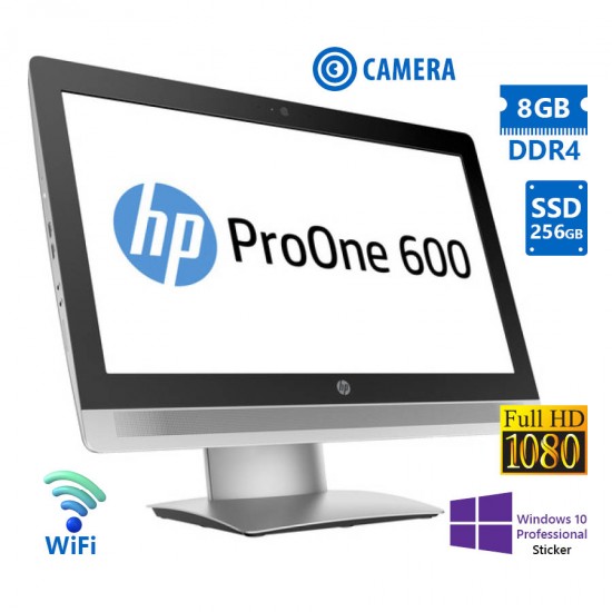 HP (A-) ProOne 600G2 AIO WiFi w/Monitor 21.5”FHD i5-6500/8GB DDR4/256GB SSD/No ODD/Webcam/10P Grade