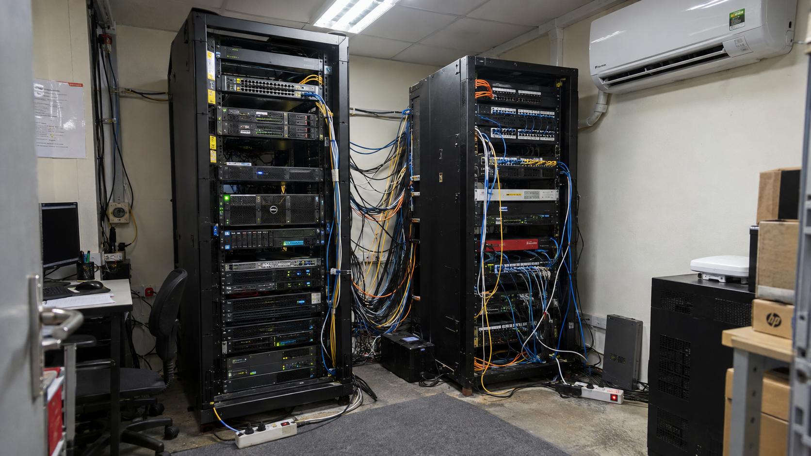 Οργανωμένο server room και επαγγελματική IT υποδομή